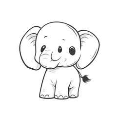 Fototapeta premium Playful Elephant Cartoon Vector Illustration in Black and White