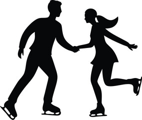 couple Ice skating silhouette design romantic winter sports vector illustration