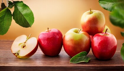 apple festival fresh and sweet apples with branches on wooden background vegetarian and healthy food concept