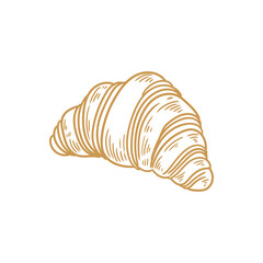 Hand-drawn illustration of a croissant for bakery or cafe, menus, cards, and graphic design.