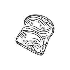 Hand-drawn illustration of a bread spread with chocolate cream for bakery or cafe, menus, cards, and graphic design.