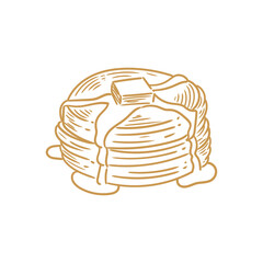 Hand-drawn illustration of a pancake for bakery or cafe, menus, cards, and graphic design.