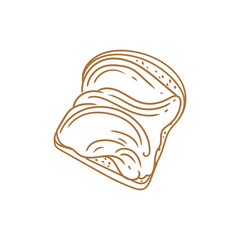 Hand-drawn illustration of a bread spread with chocolate cream for bakery or cafe, menus, cards, and graphic design.