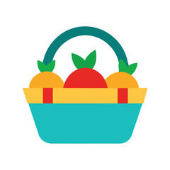 Beach picnic basket filled with tropical fruits Vector illustration