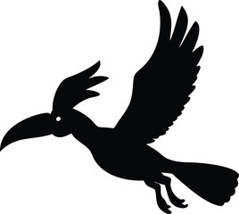 flying hornbill bird silhouette