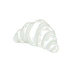 Hand-drawn illustration of a croissant for bakery or cafe, menus, cards, and graphic design.