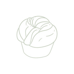 Hand-drawn illustration of brioche bread for bakery or cafe, menus, cards, and graphic design.