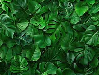 Lush green tropical leaves