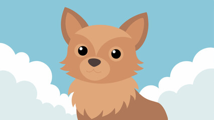 Fototapeta premium Endearing Profile A side view of a small fluffy dog with large soulful eyes looking back at the viewer. Its ears are perked up and its mouth is slightly open as if its about to