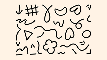 Fun and rough textures with playful arrows lines soft tuchki and circle icons