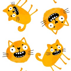Fototapeta premium Halloween animals seamless cats pattern for wrapping paper