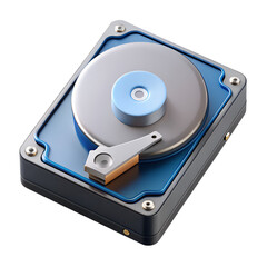 Dark Blue and Gray 3 D Model of a Traditional Hard Disk Drive Icon image