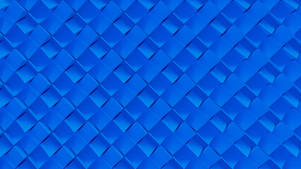 Abstract geometric pattern with interwoven blue ribbons forming a grid-like structure. The pattern creates a three-dimensional effect with shadows and highlights on each overlapping element