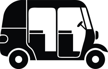 three wheel auto motor rickshaw icon silhouette