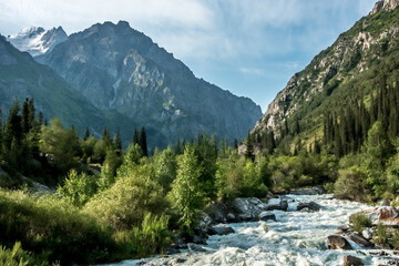 beautiful nature scenes around ala-archa gorge in kygyzstan