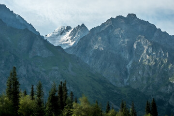 Obraz premium beautiful nature scenes around ala-archa gorge in kygyzstan
