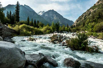 beautiful nature scenes around ala-archa gorge in kygyzstan
