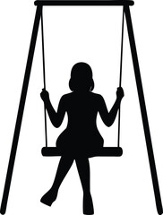 womam sitting on swing silhouette