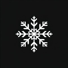 Intricate Decorative Snowflake: Geometric White Winter Silhouette on Black Background