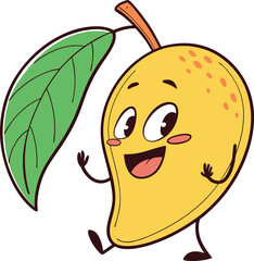 A Delightful and Freshly Picked Mango with a Vibrant Green Leaf, Standing Out on a Clean White Background, Radiating Juicy Sweetness and Natural Simplicity