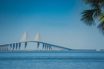 scenic views of sunchine skyway bridge in florida