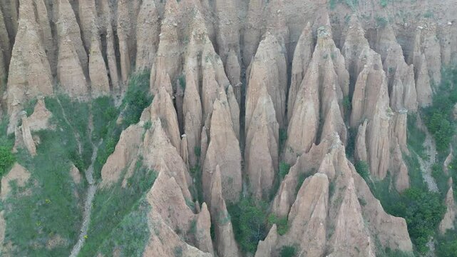 Morning Drone View of the Stob Pyramids Rock Formations in Bulgaria 05