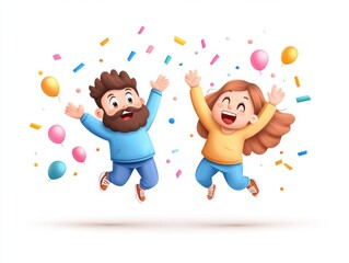 Happy Couple Jumping with Joy