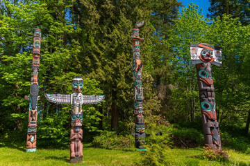 Stanley Park Totem Poles in Vancouver, Canada