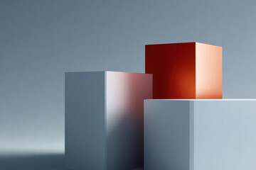 Fototapeta premium minimalist studio photograph featuring abstract geometric shapes in cool tones