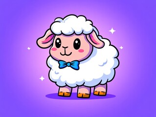 Obraz premium Cute cartoon sheep with bowtie
