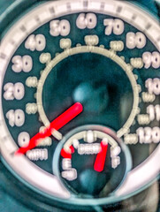 speedometer abstract in truck dash with DEF gage