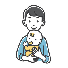 赤ちゃんを抱っこするパパ