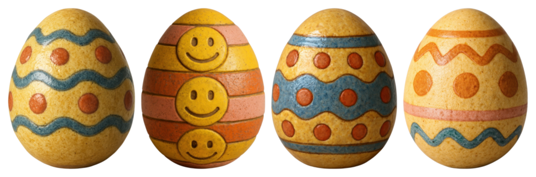 PNG Colorful decorative Easter eggs, element set on transparent background