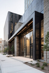 Sleek Medical Facility with Tinted Glass Facade in Urban Center  
