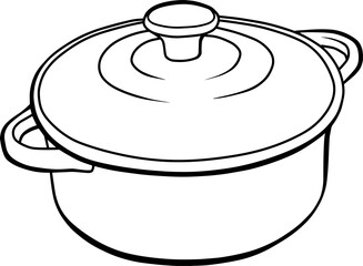 casserole dish line vector illustration isolated on white background