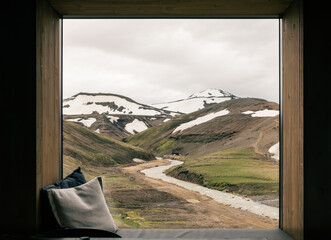 view from the window to the Icelandic Highlands