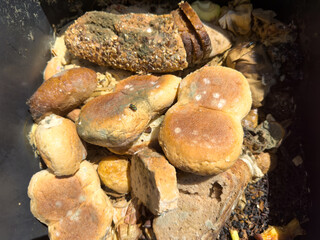 old baked goods in the trash can