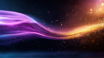 Obraz premium This captivating abstract design features flowing waves of color blended with shimmering lights, creating a mesmerizing visual experience that evokes creativity and inspiration.