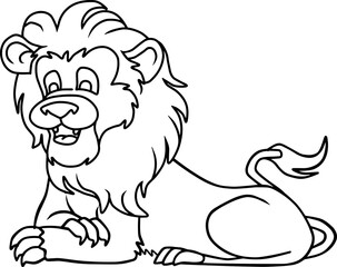 lion line vector illustration isolated on white background