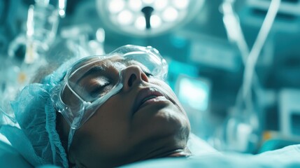 A patient lies unconscious in a sterile hospital environment, surrounded by advanced medical equipment, illustrating the high-stakes atmosphere of modern surgery.