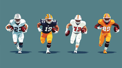 Fototapeta premium Flat Vector Illustration of Five American Football Players
