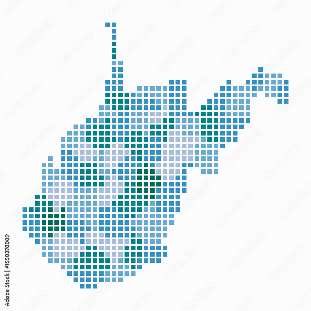 Poster west virginia dotted map. digital style map of the state on a white background. west virginia shape 