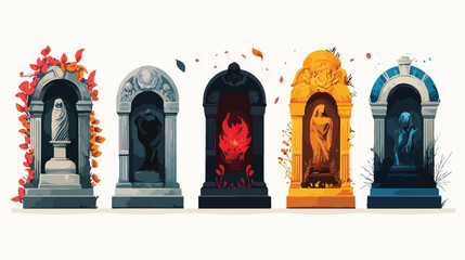 Flat Vector Memorial Icons Illustration