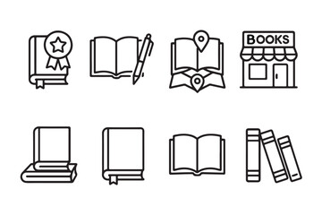 Book Icons A Collection of  Elegant Line Art Book Icons for Design Projects