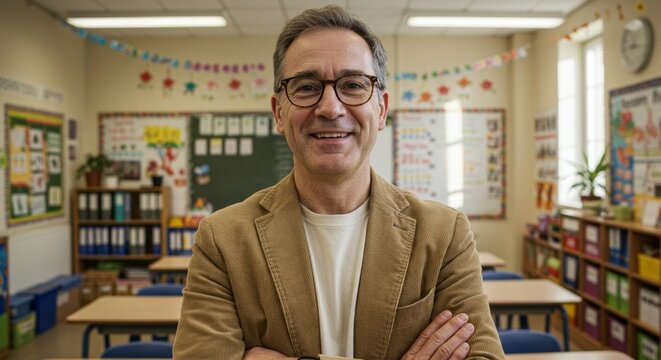 middle aged high school teacher