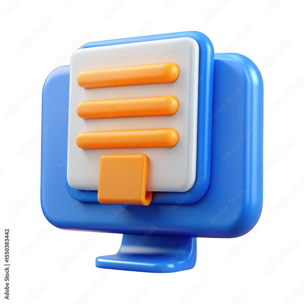 Poster 3d rendered blue and orange computer icon isolated on transparent background