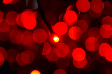 Vibrant red lights glowing softly during a festive evening celebration