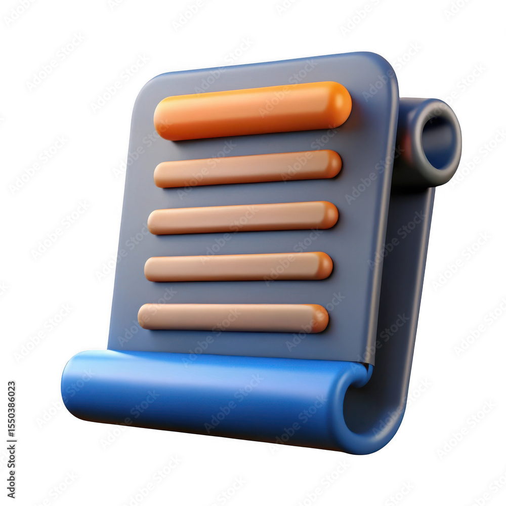 Poster 3d rendered scroll icon a detailed list isolated on transparent background