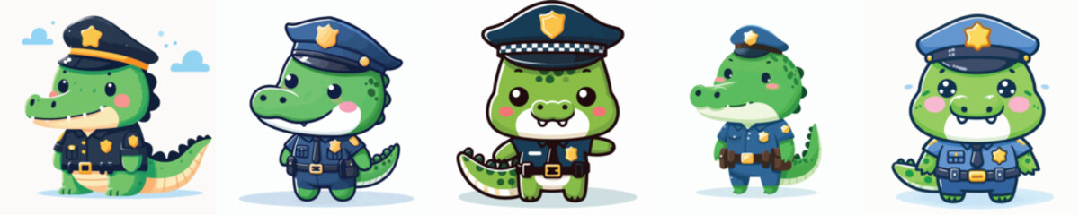 crocodile character vector wearing police costume