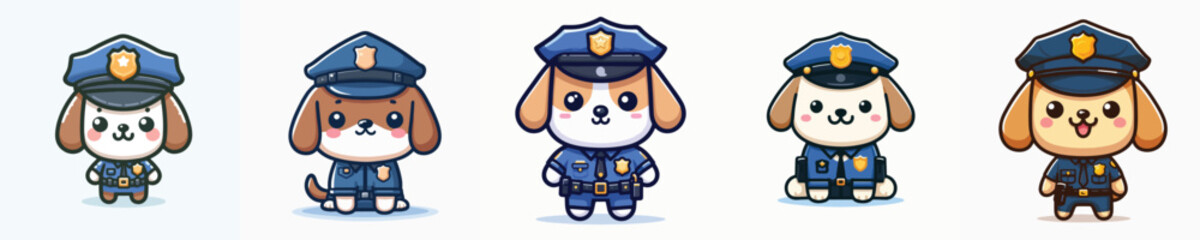 Obraz premium police costume dog character vector